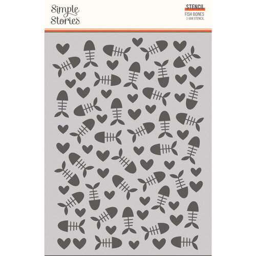 Simple Stories FISH BONES Stencil 6"X 8"