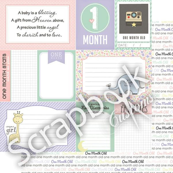 BABY GIRL MONTHS 12&quot;X12&quot; Scrapbook Customs Paper - Scrapbook Kyandyland