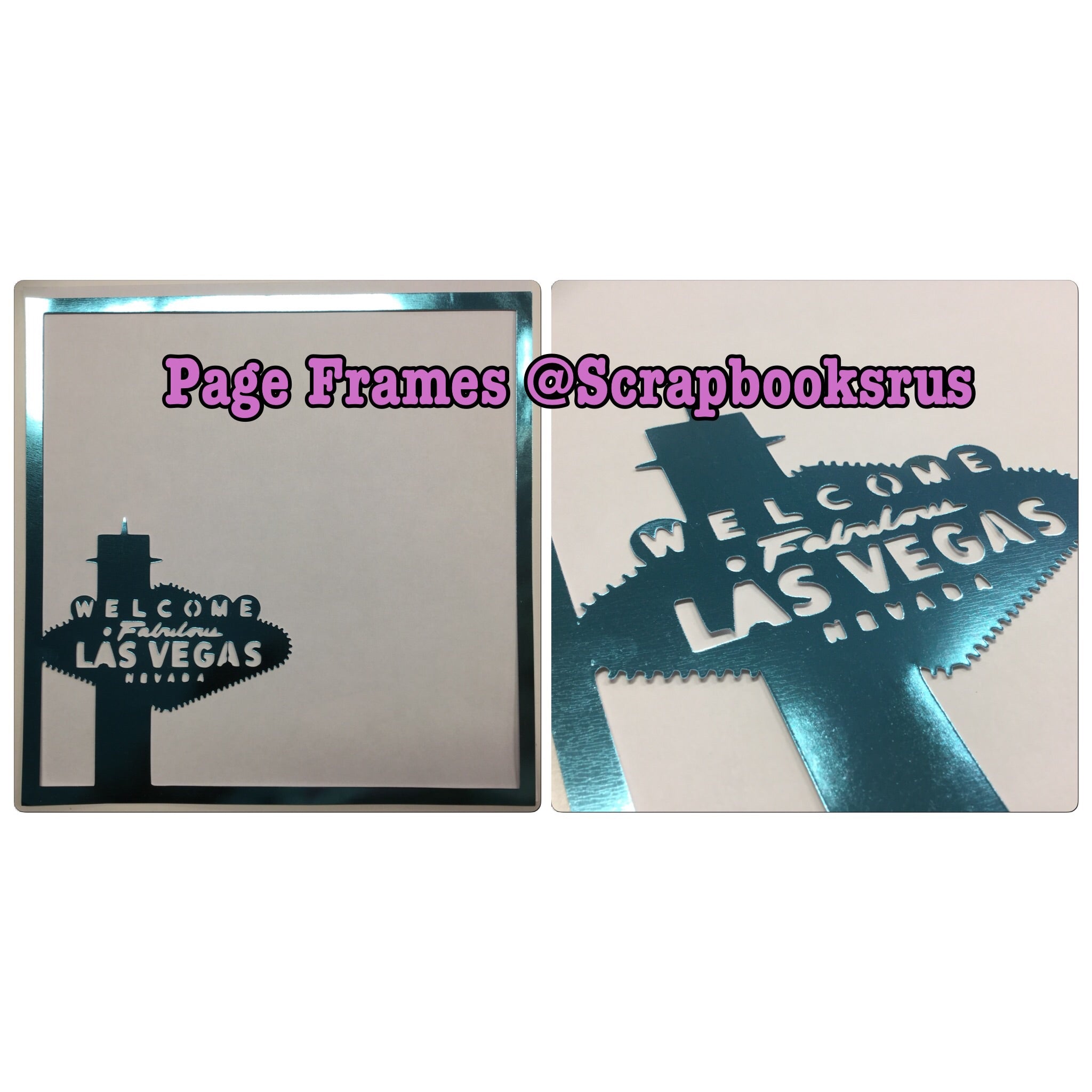 Page Frame WELCOME LAS VEGAS Blue Foil 12"x12" Scrapbook Overlay LV