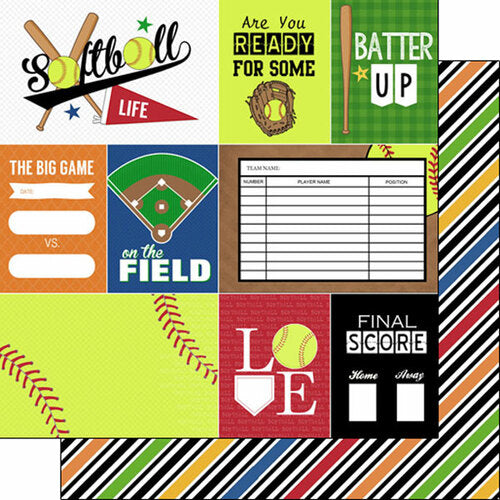 SOFTBALL LIFE Paper Set 12"X12" Scrapbook Paper 12 Sheets ScrapbooksRus