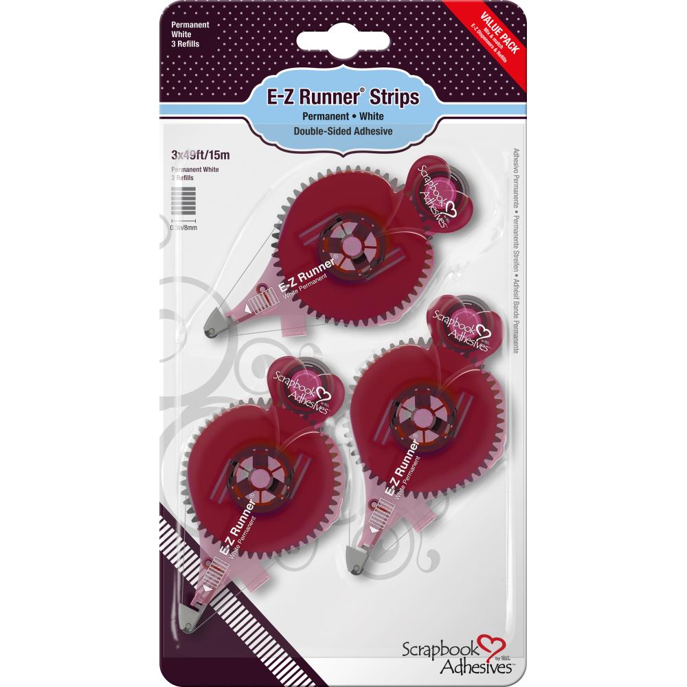 Scrapbook Adhesives E-Z Runner Strips 3pc REFILL Permanent 49’ Value Pack