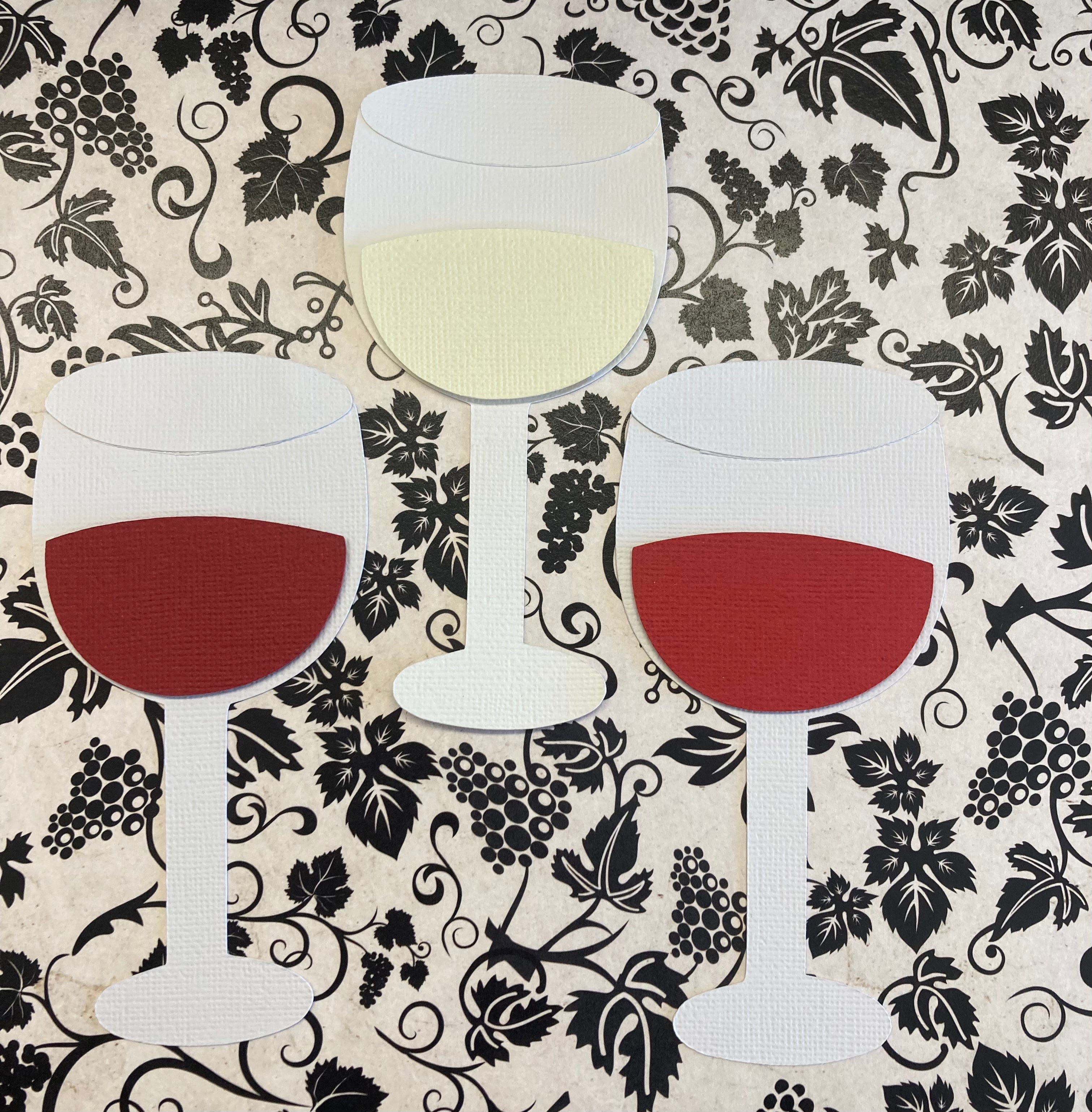 WHITE RED WINE 3D Die Cut Embellishments