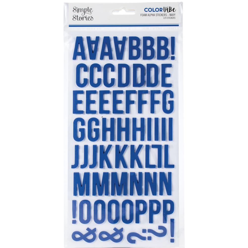 Simple Stories COLOR VIBE NAVY Foam Alpha Letter Stickers