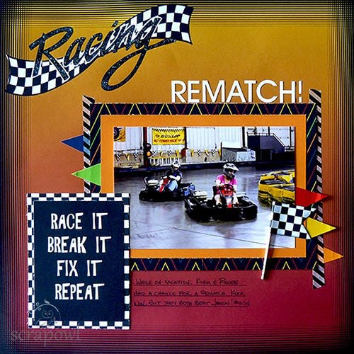 Racing Moxxie RACING 1 Scrapbook Sports Sheet 12"X12"