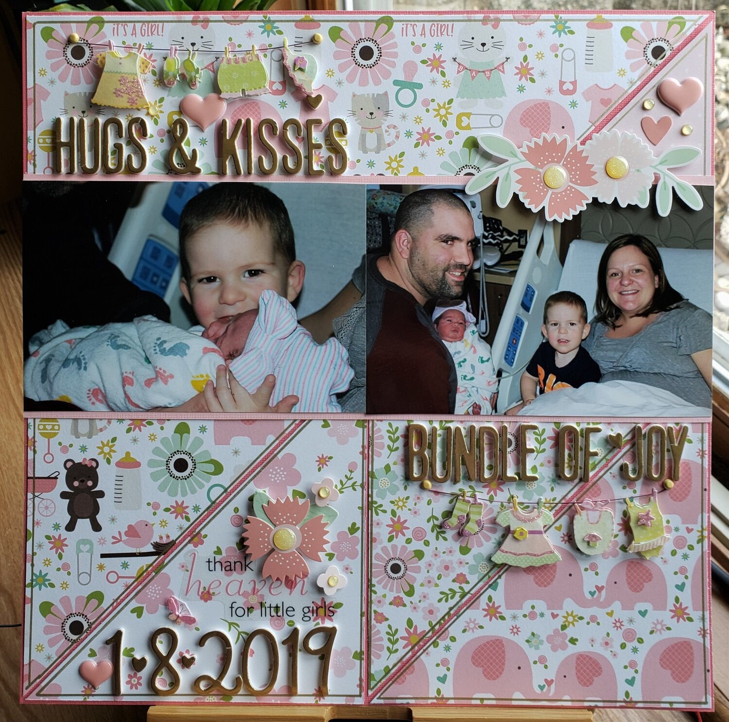 Echo Park Bundle of Joy NEW ADDITION GIRL 12"X12" Collection Kit Scrapbooksrus layout