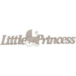 Fabscraps LITTLE PRINCESS Die-Cut Grey Chipboard Word - Scrapbook Kyandyland