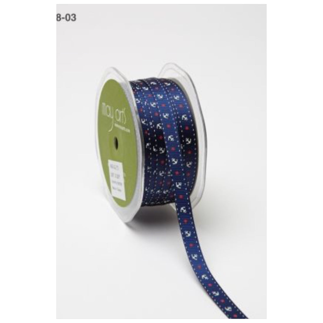 May Arts 3/8" Grosgrain Anchors & Stars Ribbon 1 yard