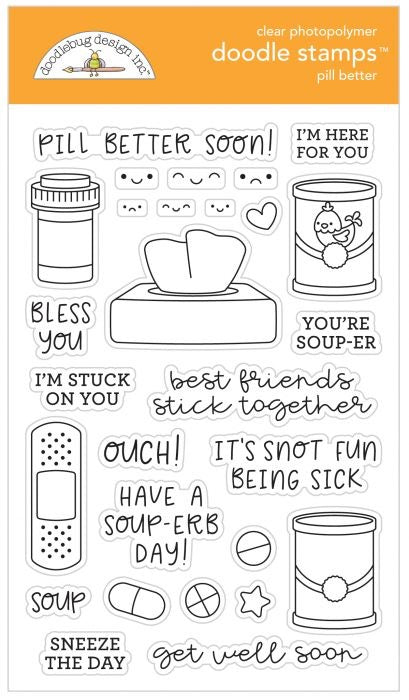 Doodlebug PILL BETTER Doodle Stamps 4"X6" 28pc Scrapbooksrus