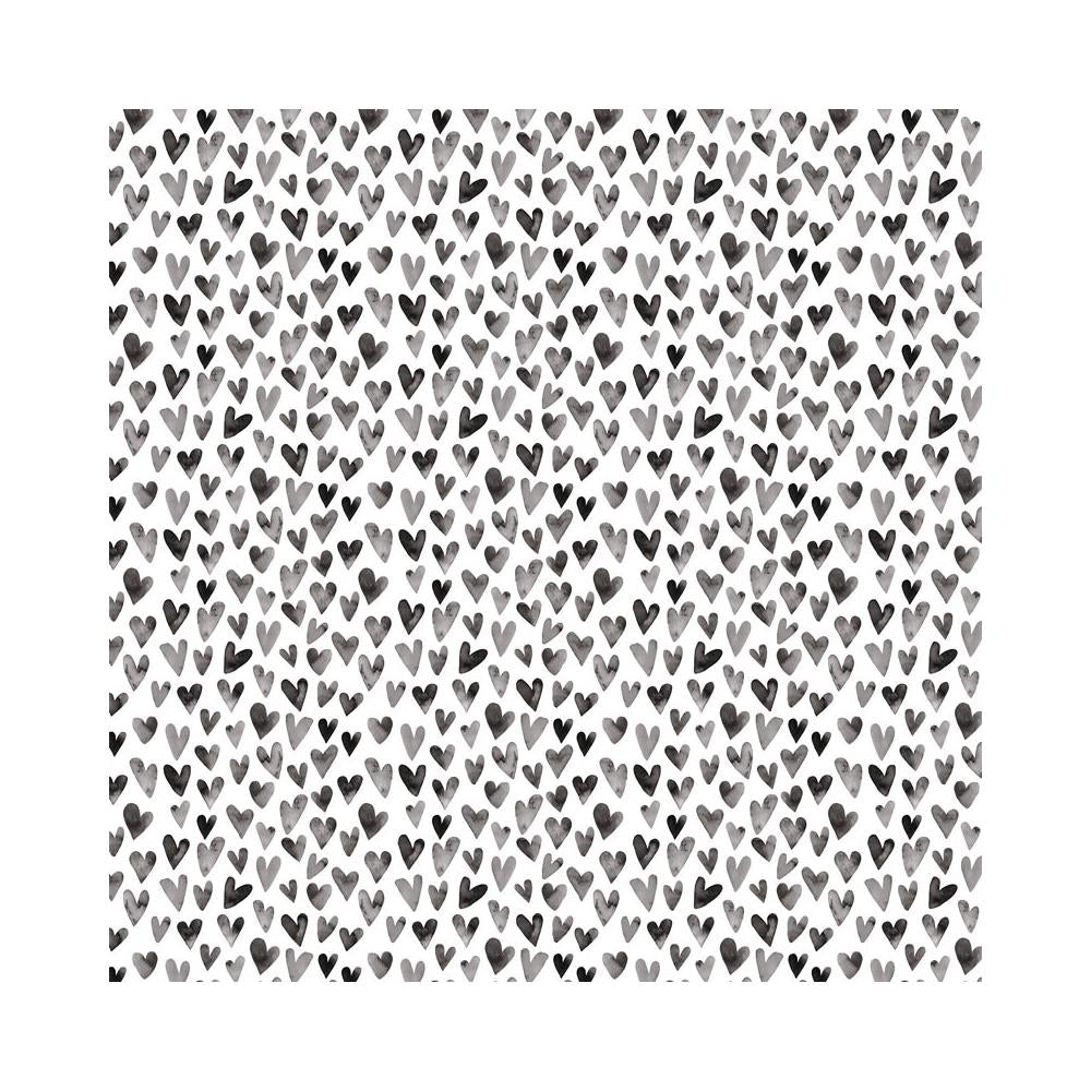 Paper House BLACK WATERCOLOR HEARTS 12"X12" Scrapbook Sheet