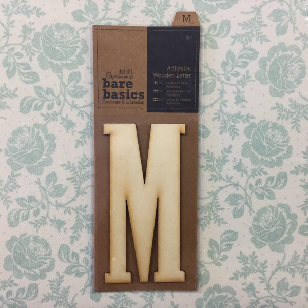 Papermania Bare Basics Wooden Adhesive LETTER M Wood Scrapbooksrus
