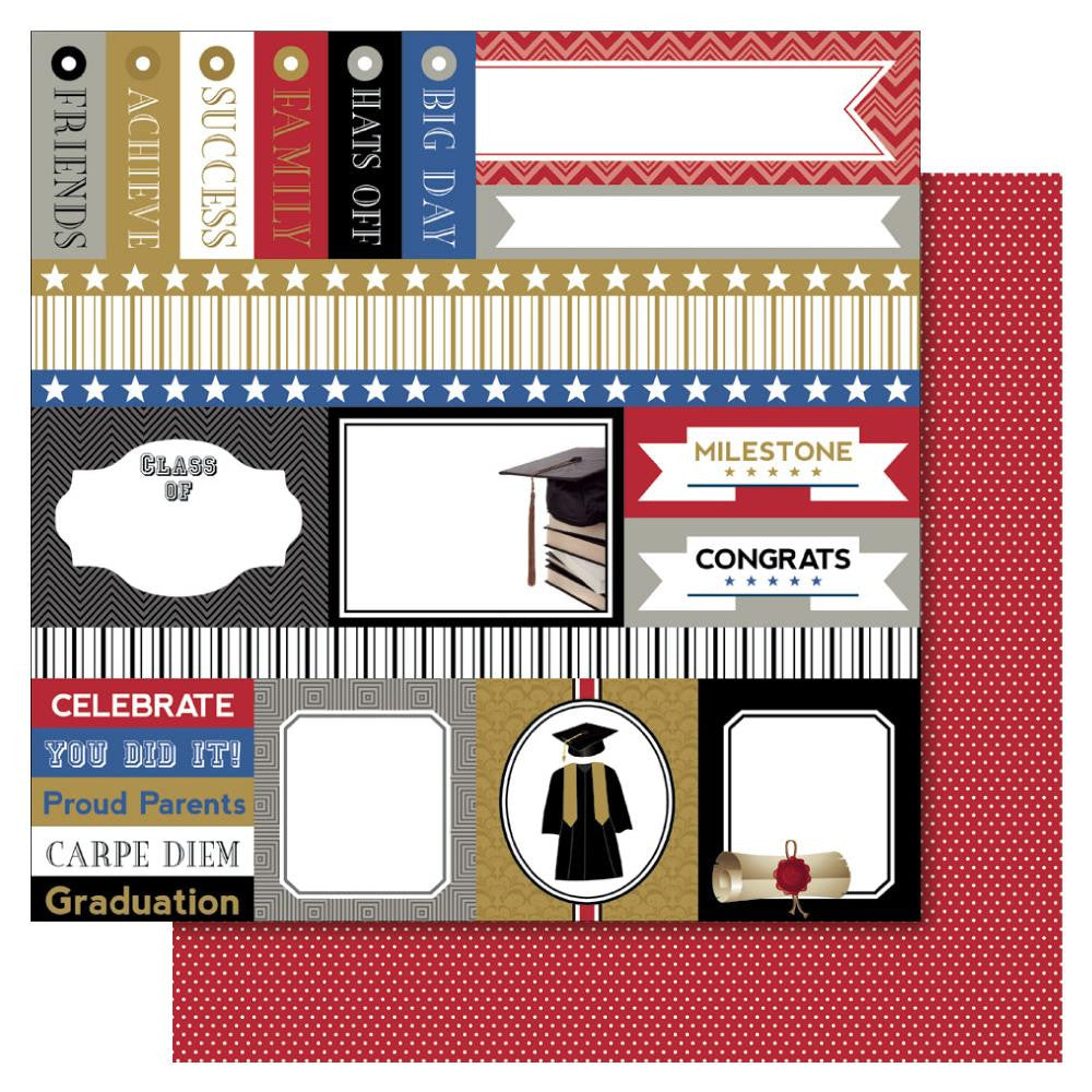 Ruby Rock It Bella GRADUATION 12"X12" Scrapbook Paper - Scrapbook Kyandyland