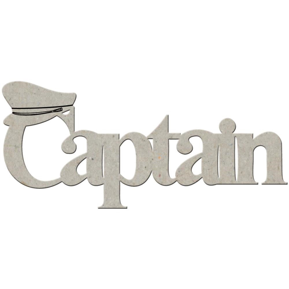 Fabscraps CAPTAIN Die-Cut Grey Chipboard Word