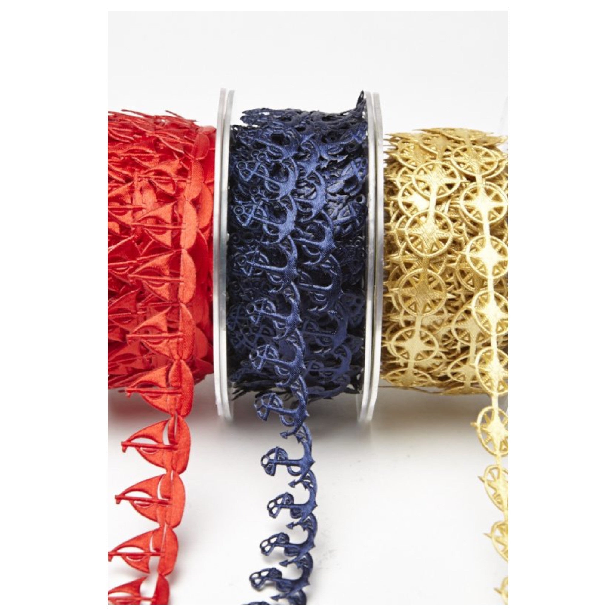 May Arts 3/4" Satin Nautical Cutouts Ribbon 1 yard