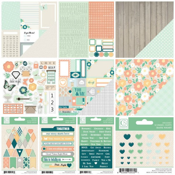 Chickaniddy DATE NIGHT Bundle Collection Kit 12"X12" 32 pc - Scrapbook Kyandyland