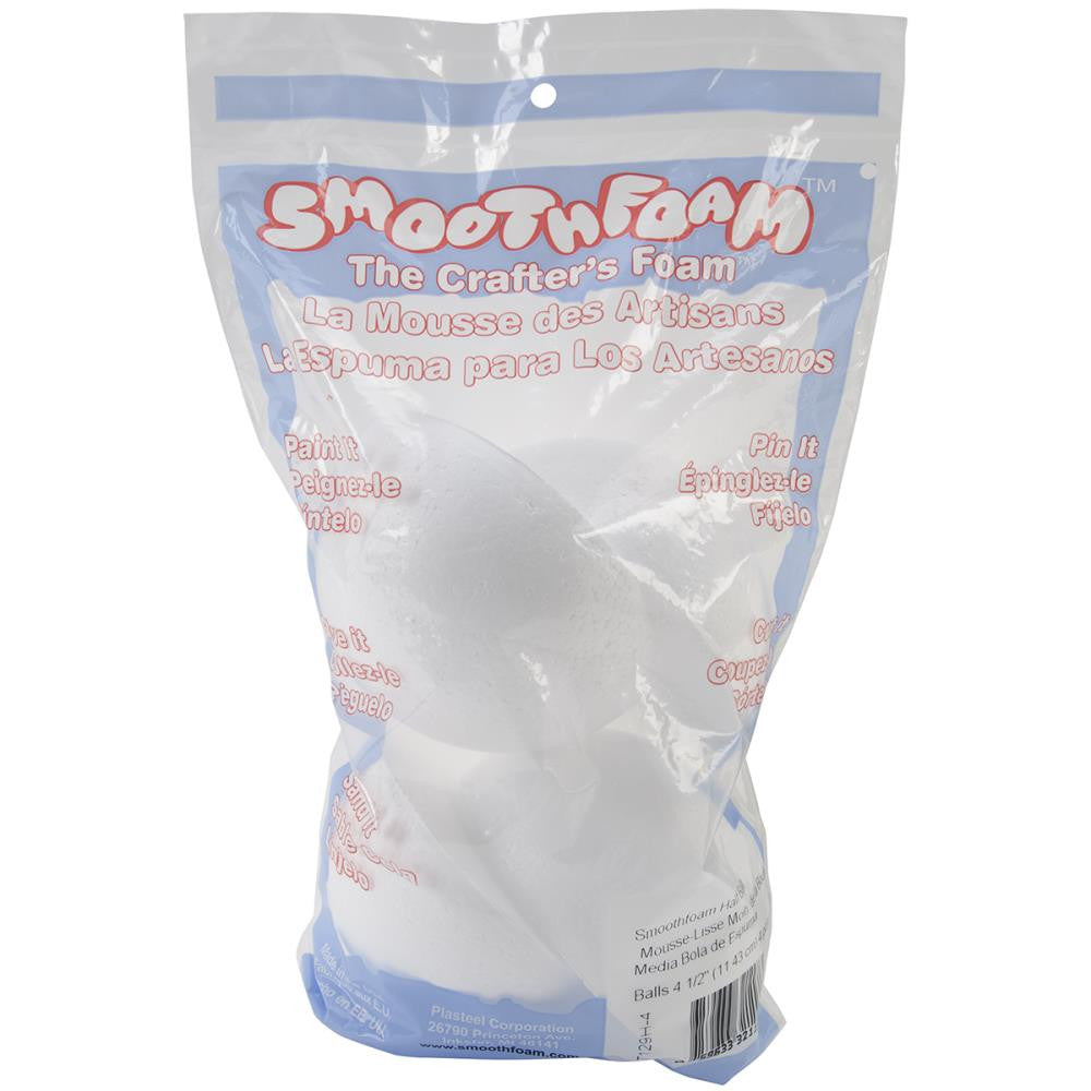 Plasteel Corp HALF BALLS Smoth Foam White 4pc 4 1/2" - Scrapbook Kyandyland