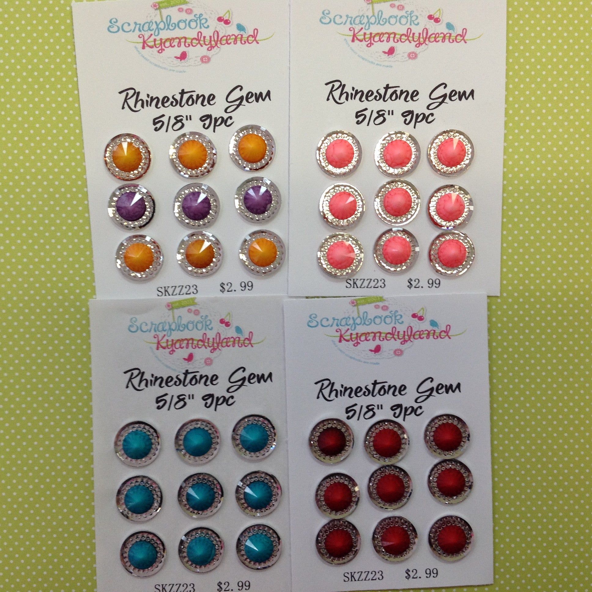 Rhinestone Gems 9pc 5/8"