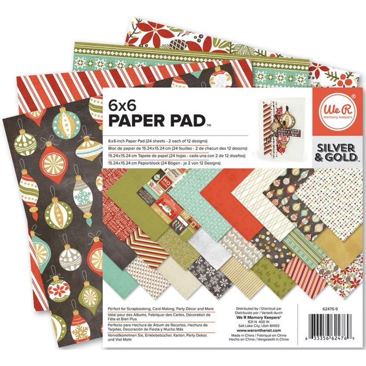 We R Memory SILVER & GOLD Christmas 6X6 Paper Pad - Scrapbook Kyandyland