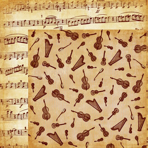 Moxxie MUSICALLY INCLINED 12"X12" 1 Sheet Music Paper - Scrapbooksrus