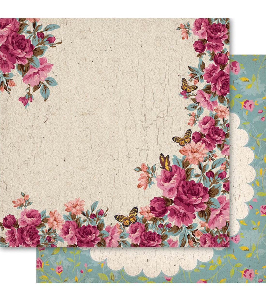 Ruby Rock It HERITAGE COUNTRY GARDEN 12x12 Scrapbook Paper