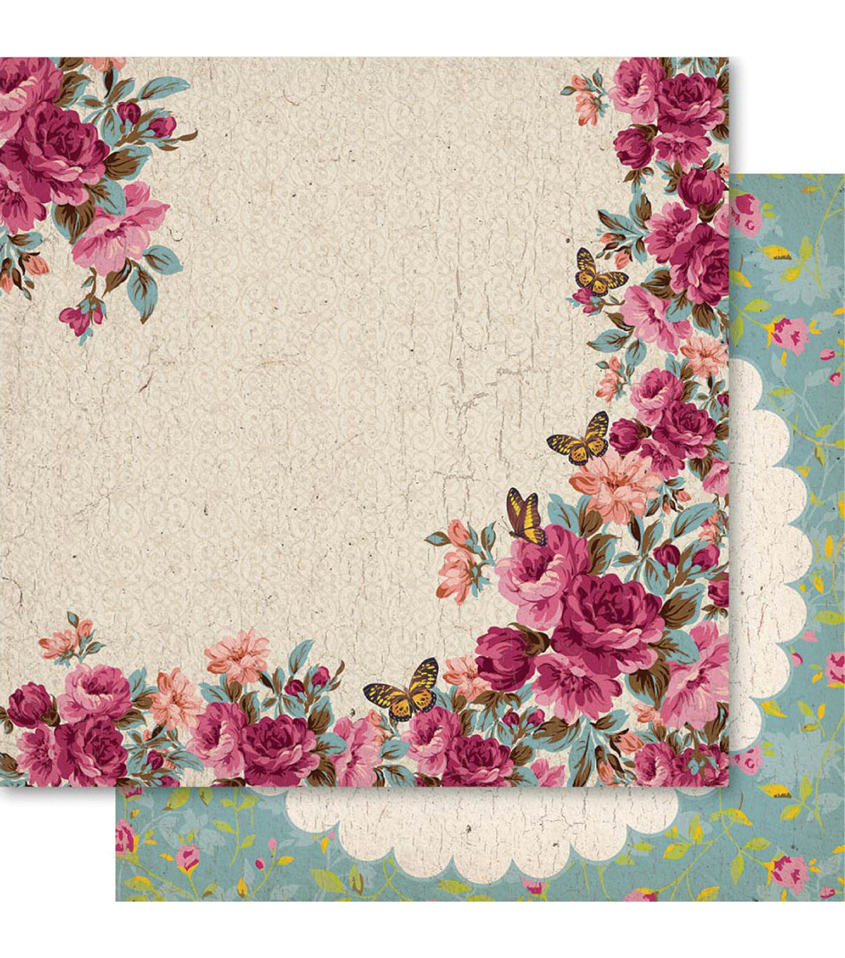 Ruby Rock It HERITAGE COUNTRY GARDEN 12x12 Scrapbook Paper