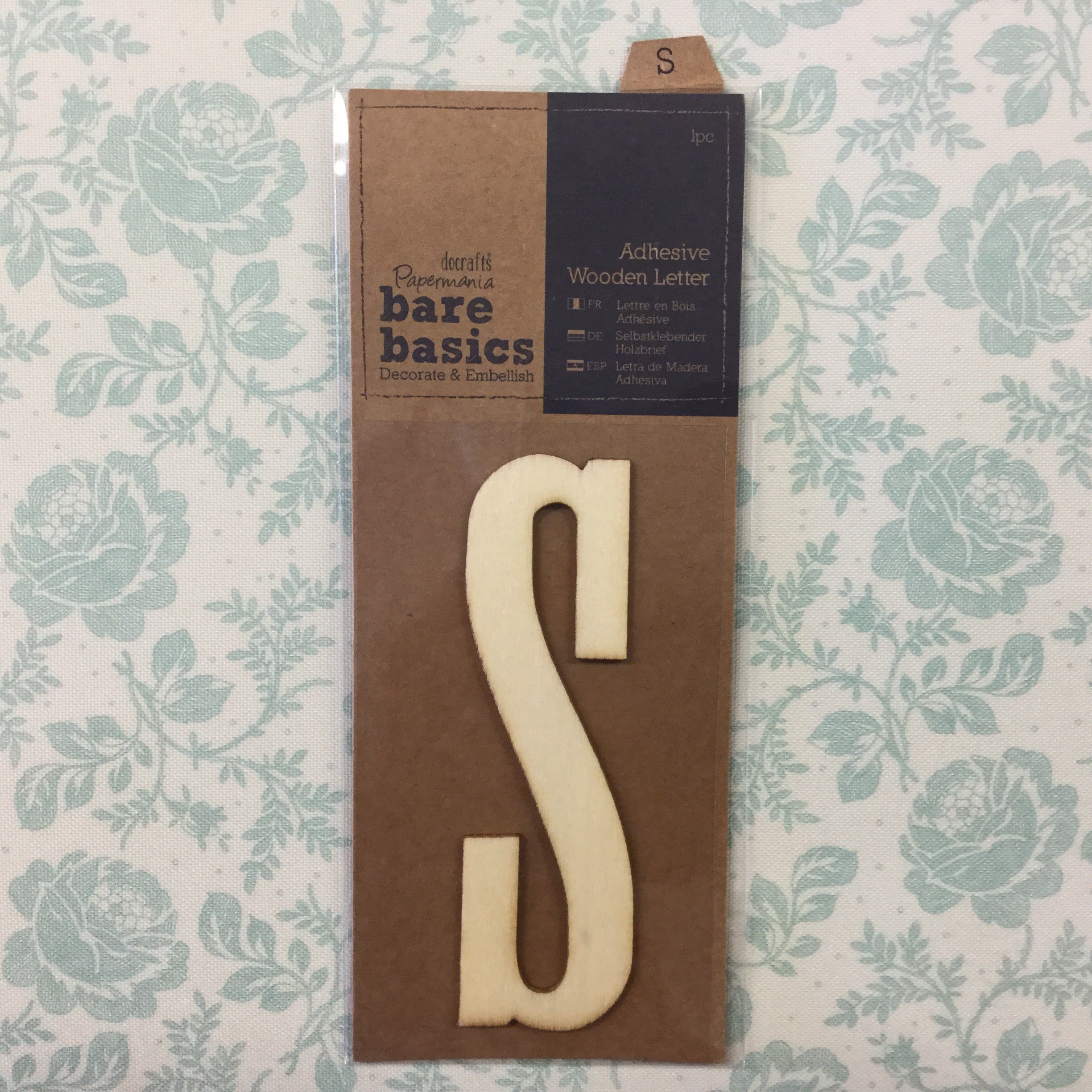 Scrapbooksrus Papermania Bare Basics Wooden Adhesive LETTER S Wood Scrapbooksrus