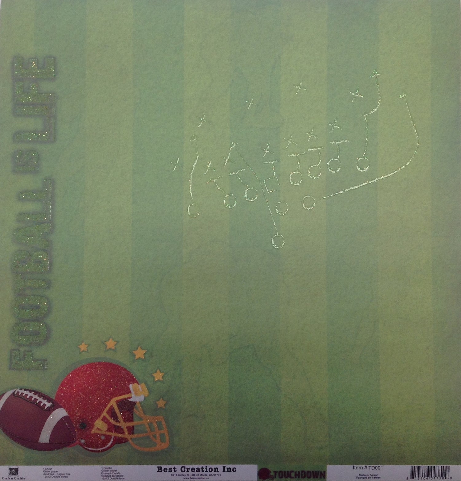 Best Creation TOUCHDOWN 12x12 Sports Paper Pack Scrapbooksrus