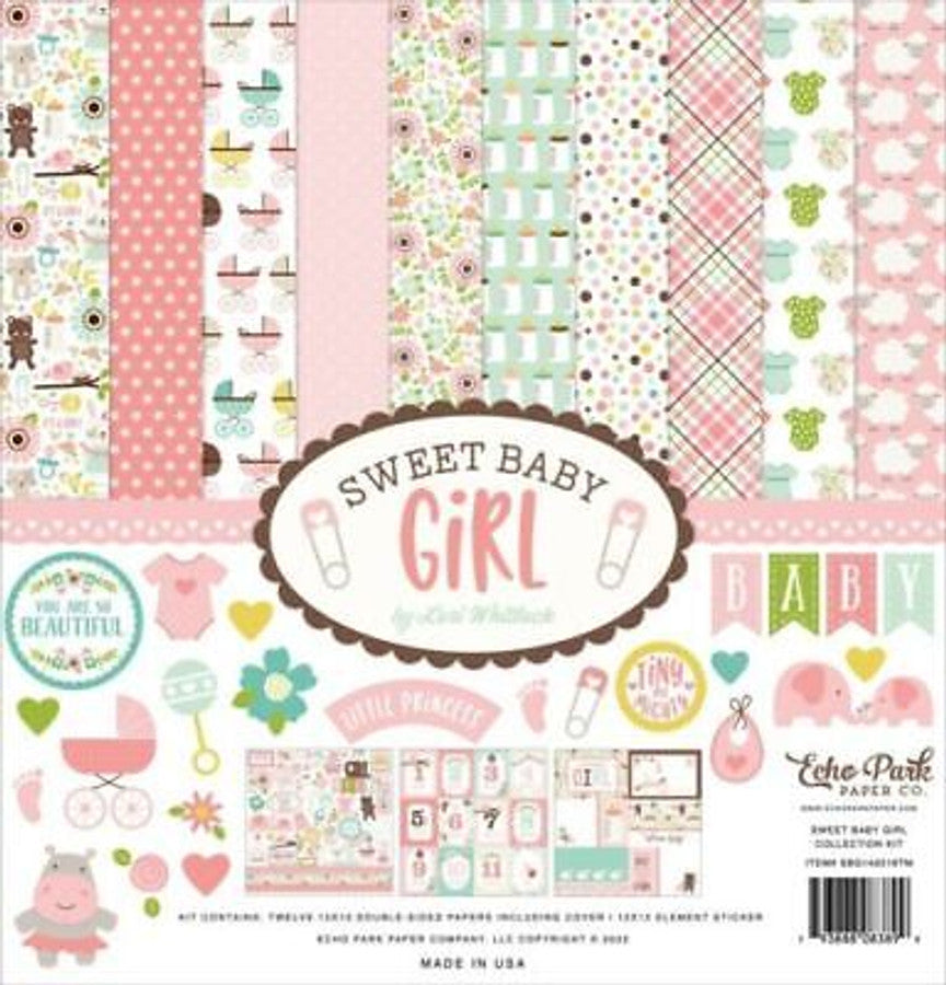 Echo Park SWEET BABY GIRL 12"X12" Scrapbook Collection Kit