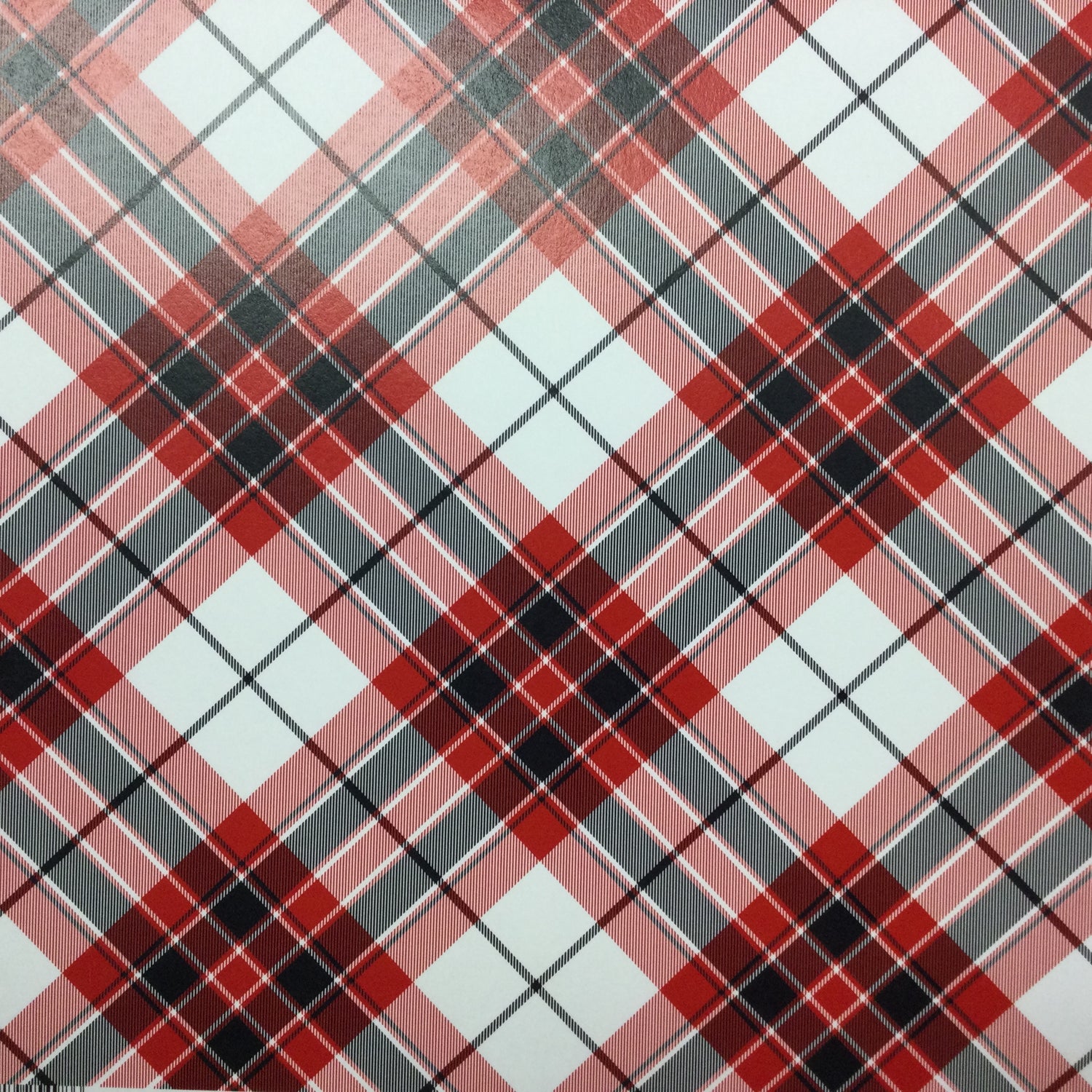 INITIAL PLAID Red Black 12X12 Scrapbook Paper