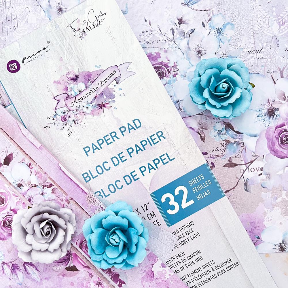 Prima AQUARELLE DREAMS 12"X12" Scrapbook Paper Pad 32 sheets