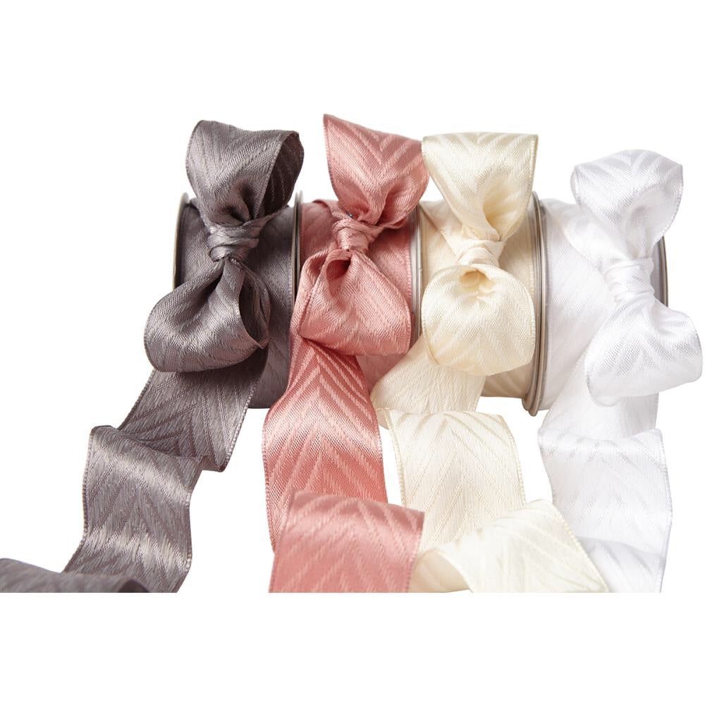 May Arts 1.5” Woven Hidden Arrow ROSE Chevron Ribbon