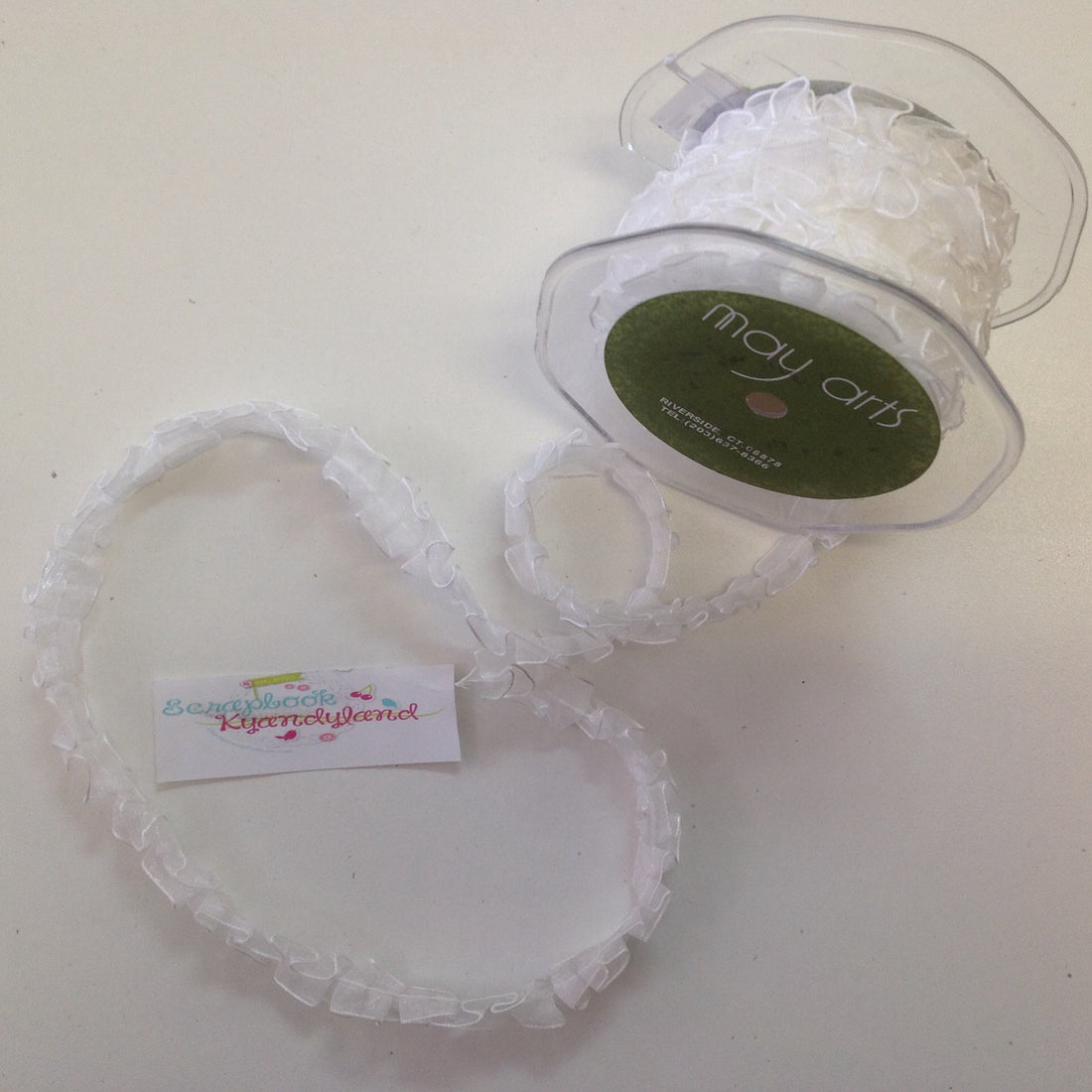 May Arts 1/2" SHEER PLEATED RIBBON Trim 1 yard Scrapbooksrus Scrapbook Store