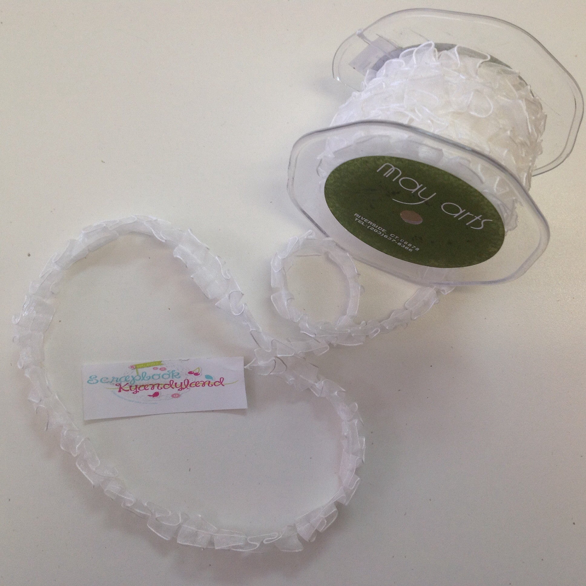 May Arts 1/2" SHEER PLEATED RIBBON Trim 1 yard Scrapbooksrus Scrapbook Store