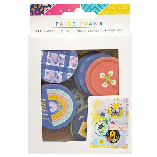 Paige Evans Blooming Wild MILK CAPS Chipboard Embellishment 30pc Scrapbooksrus