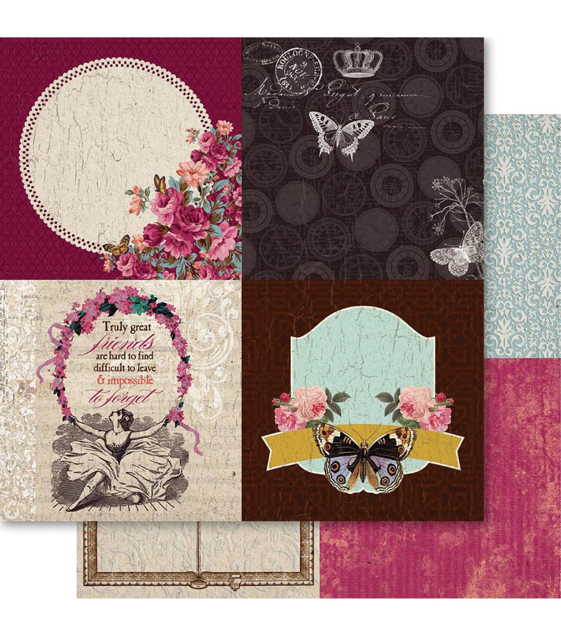 Ruby Rock It HERITAGE QUARTERS 12x12 Scrapbook Paper
