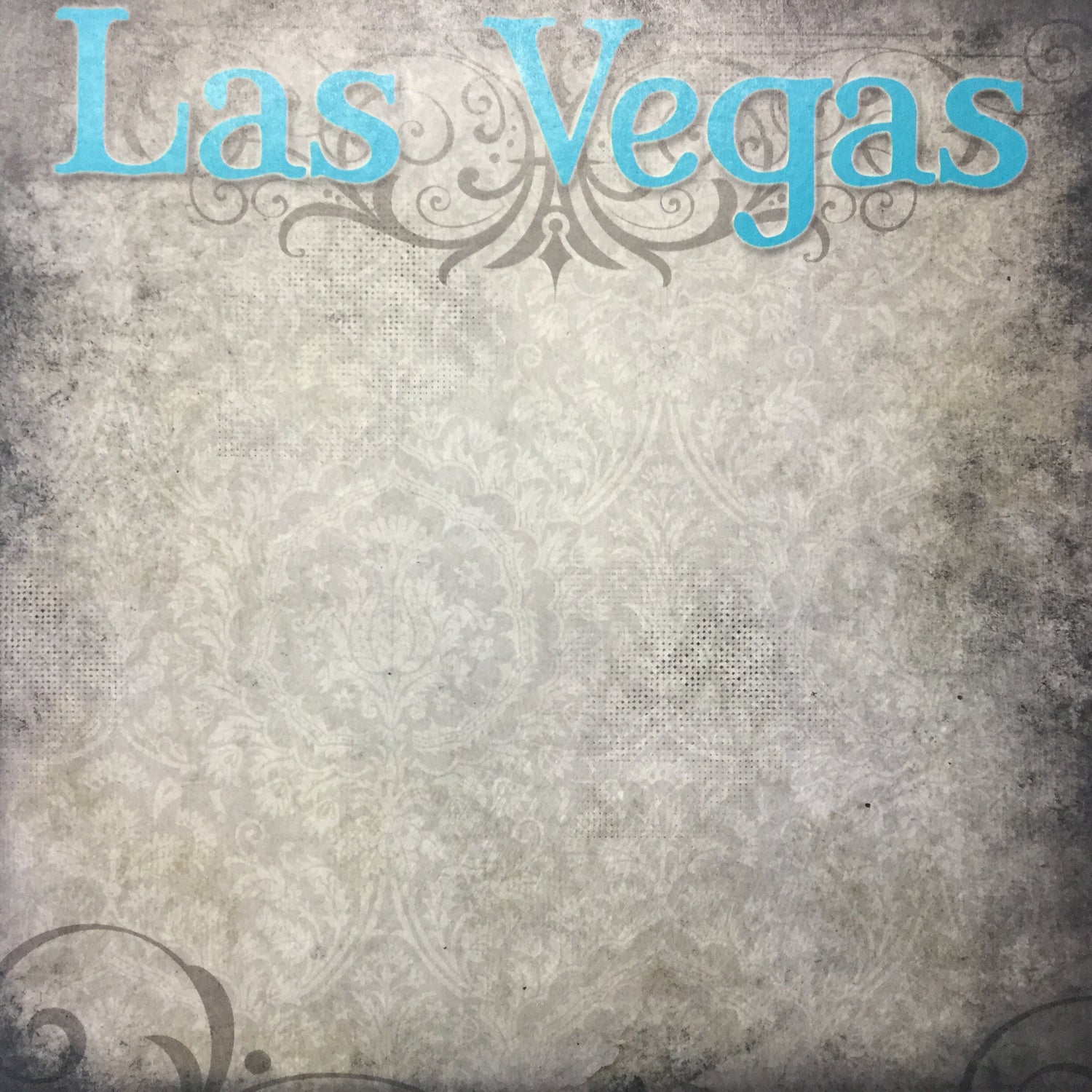 Old Antique LAS VEGAS TEAL 12"X12" Scrapbook Travel Paper Sheet LV @scrapbooksrus
