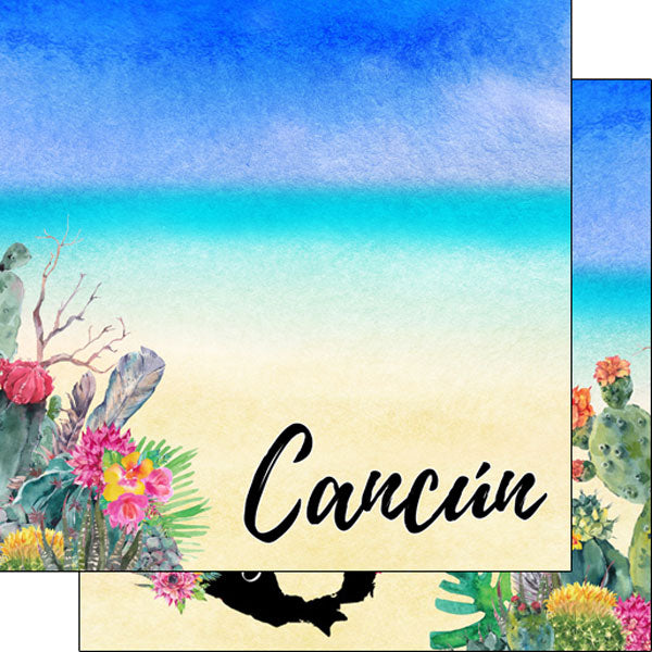 Scrapbook Customs Mexico CANCUN PARADISE 12x12 Scrapbook Paper