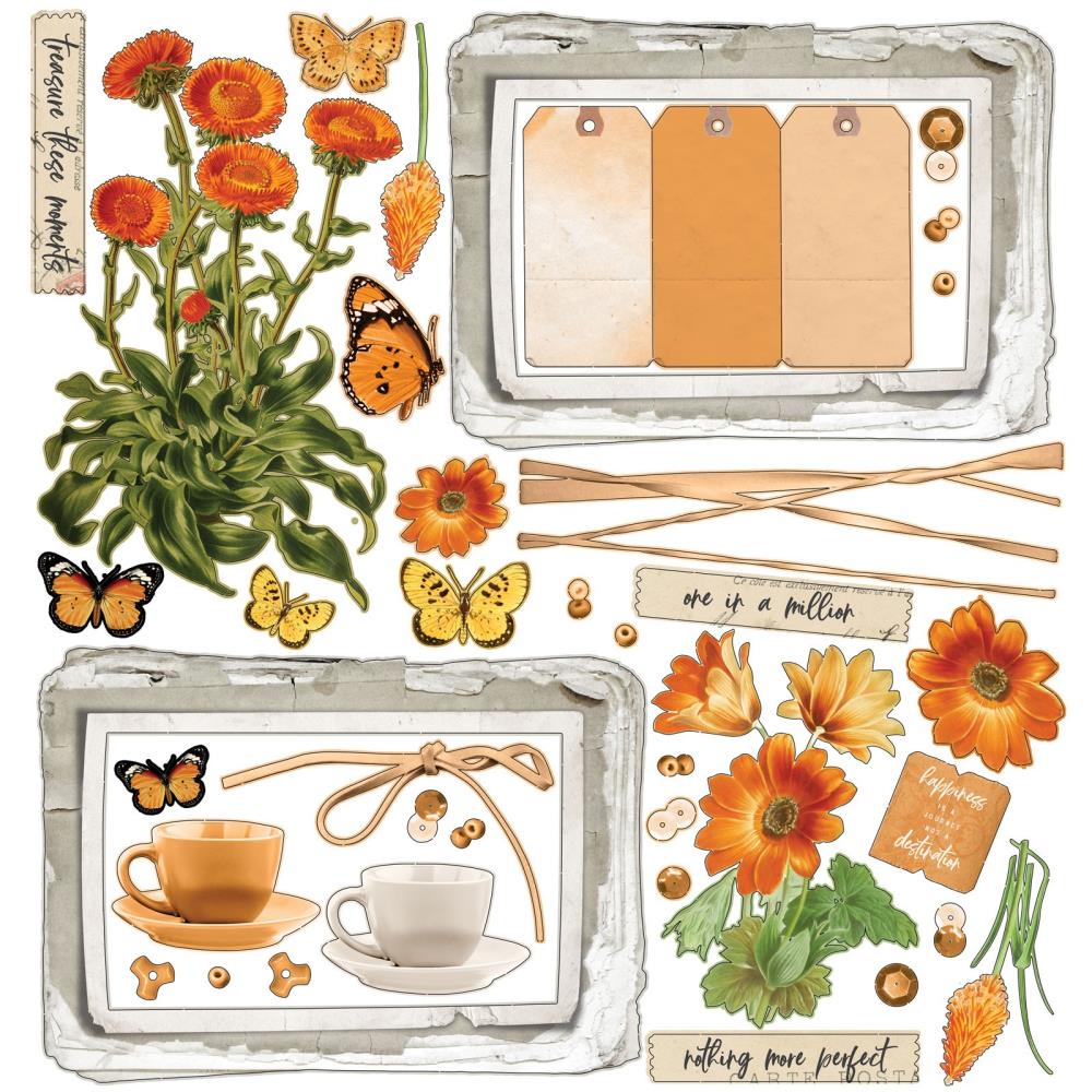 49 and Market Vintage Artistry MANGO MINI Scrapbook Collection 12"X12" Paper