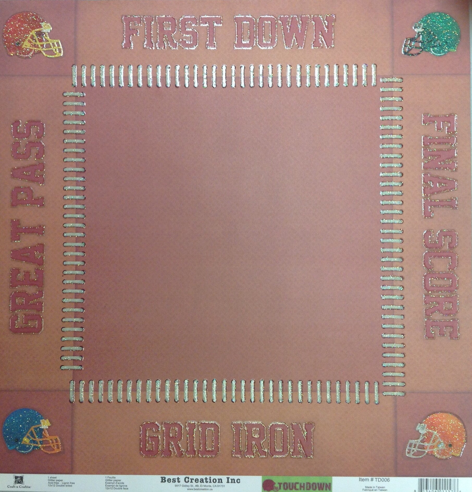 Best Creation TOUCHDOWN 12x12 Sports Paper Pack Scrapbooksrus