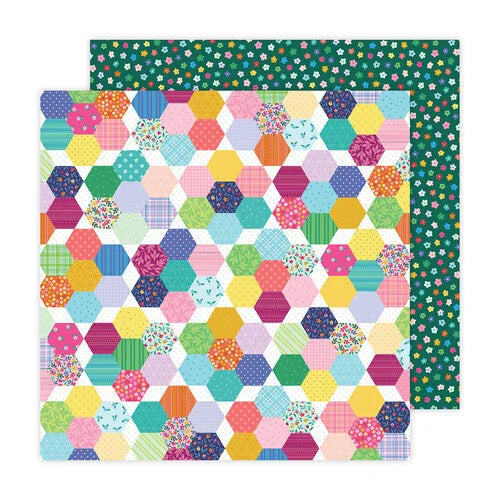 Paige Evans BLOOMING WILD 4 Hexagon Flowers 12"X12" Scrapbook Paper