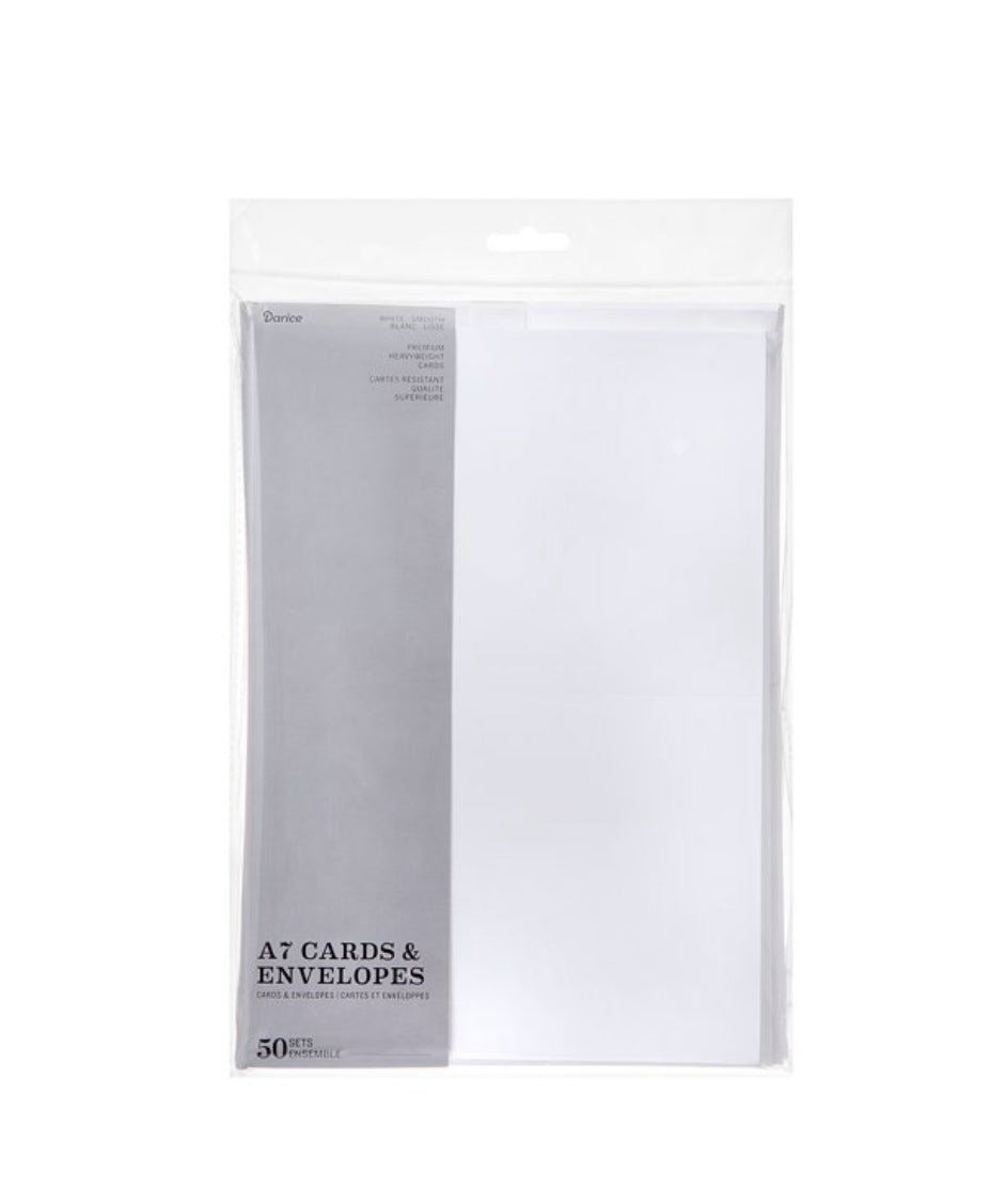 Darice A7 CARDS & ENVELOPES 50 sets 5"X 7" White Scrapbooksrus