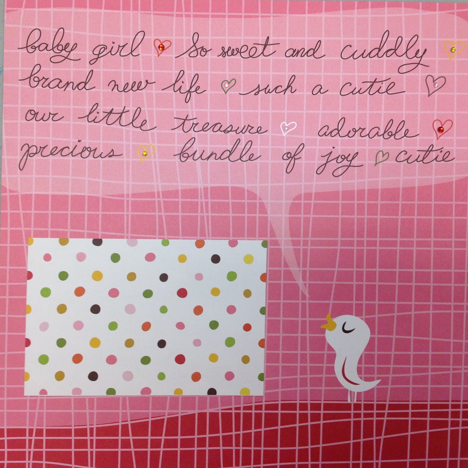 Premade Scrapbook Page (1) 12"x12" SWEET AND CUDDLY - Scrapbook Kyandyland