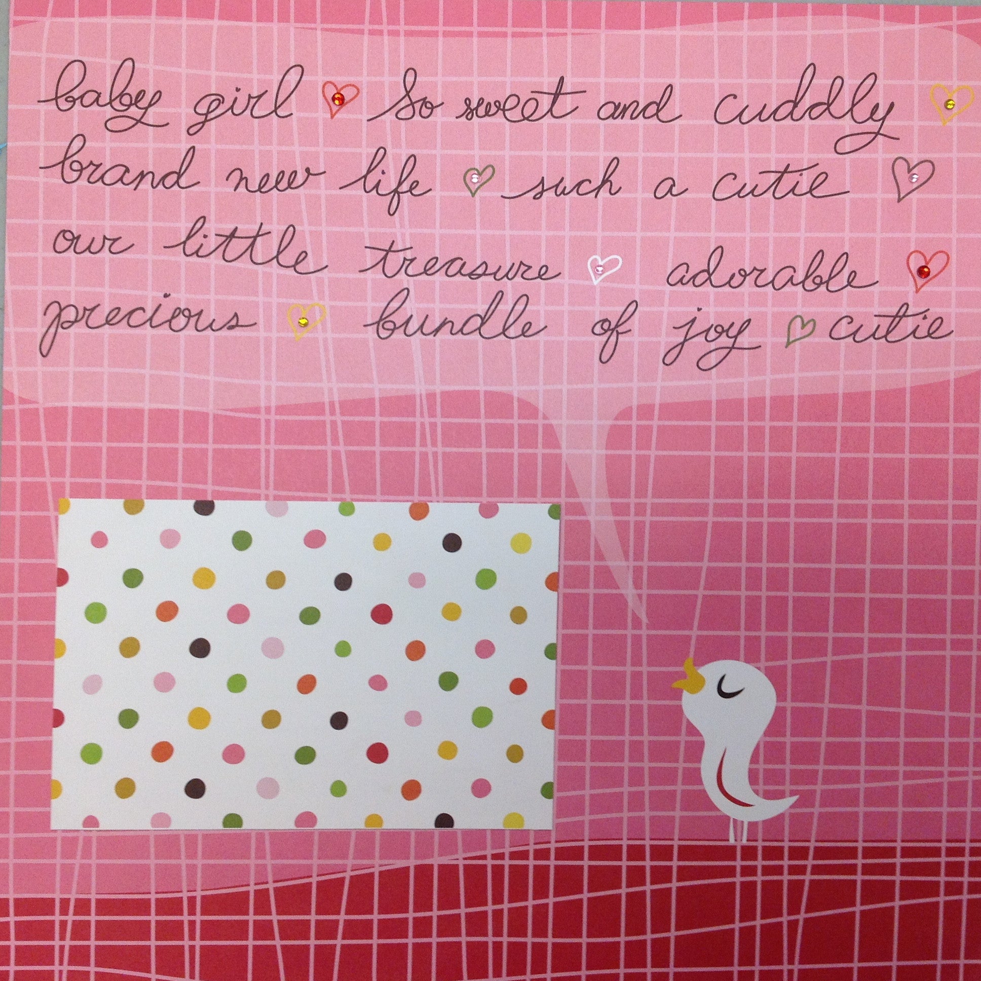 Premade Scrapbook Page (1) 12"x12" SWEET AND CUDDLY - Scrapbook Kyandyland