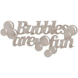 Fabscraps BUBBLES ARE FUN Die-Cut Grey Chipboard Word - Scrapbook Kyandyland