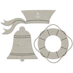 Fabscraps SAILOR HAT BELL LIFESAVER RING Die-Cut Grey Chipboard Word - Scrapbook Kyandyland