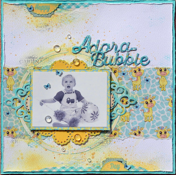 Fabscraps ADORA BUBBLE Die-Cut Grey Chipboard Word