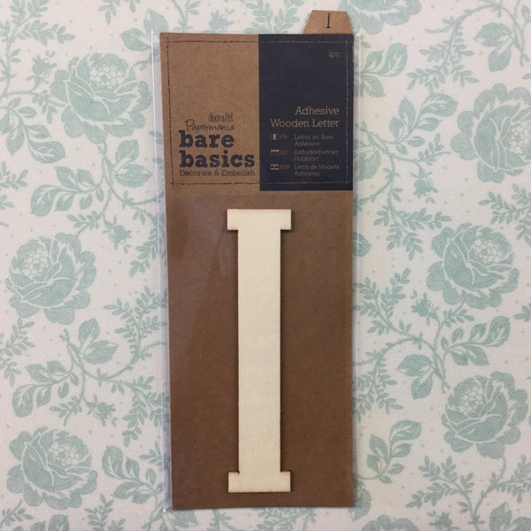 Papermania Bare Basics Wooden Adhesive LETTER I Wood Scrapbooksrus