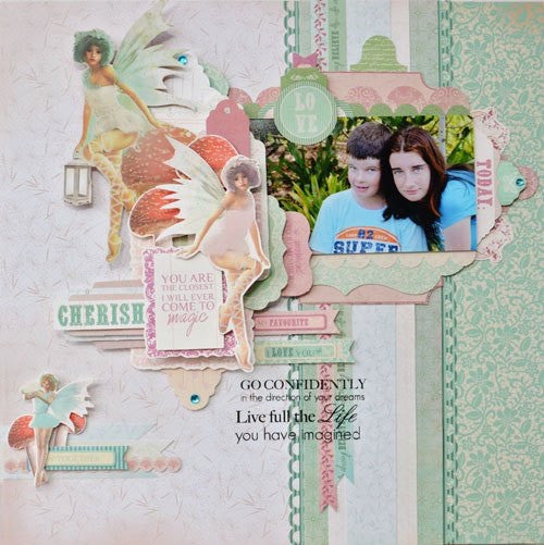 Kaisercraft ENCHANTED GARDEN CHARM 12"X12" Scrapbook Sheet