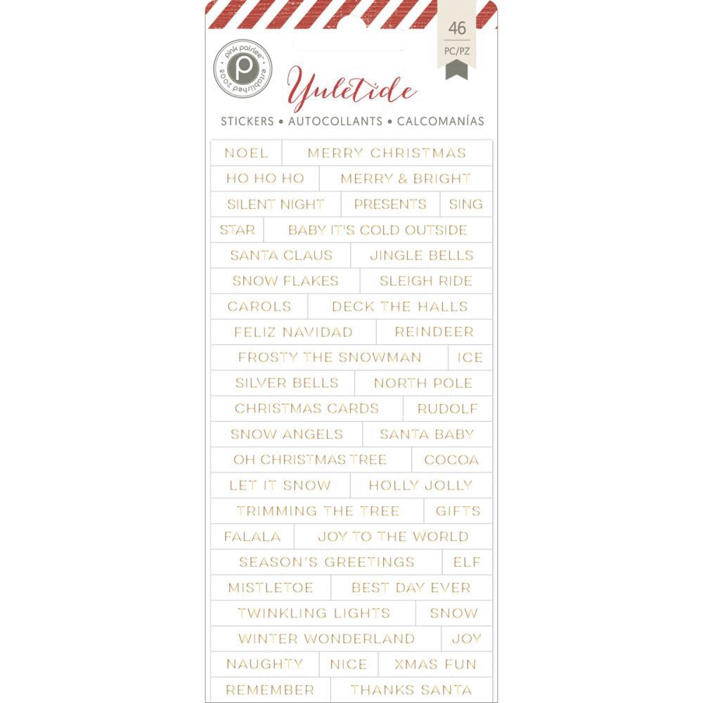 Pink Paislee YULETIDE Foiled Word Stickers 46 pc - Scrapbook Kyandyland