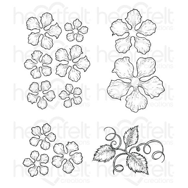 Heartfelt Creations CLASSIC ROSE Cling Stamp 4pc
