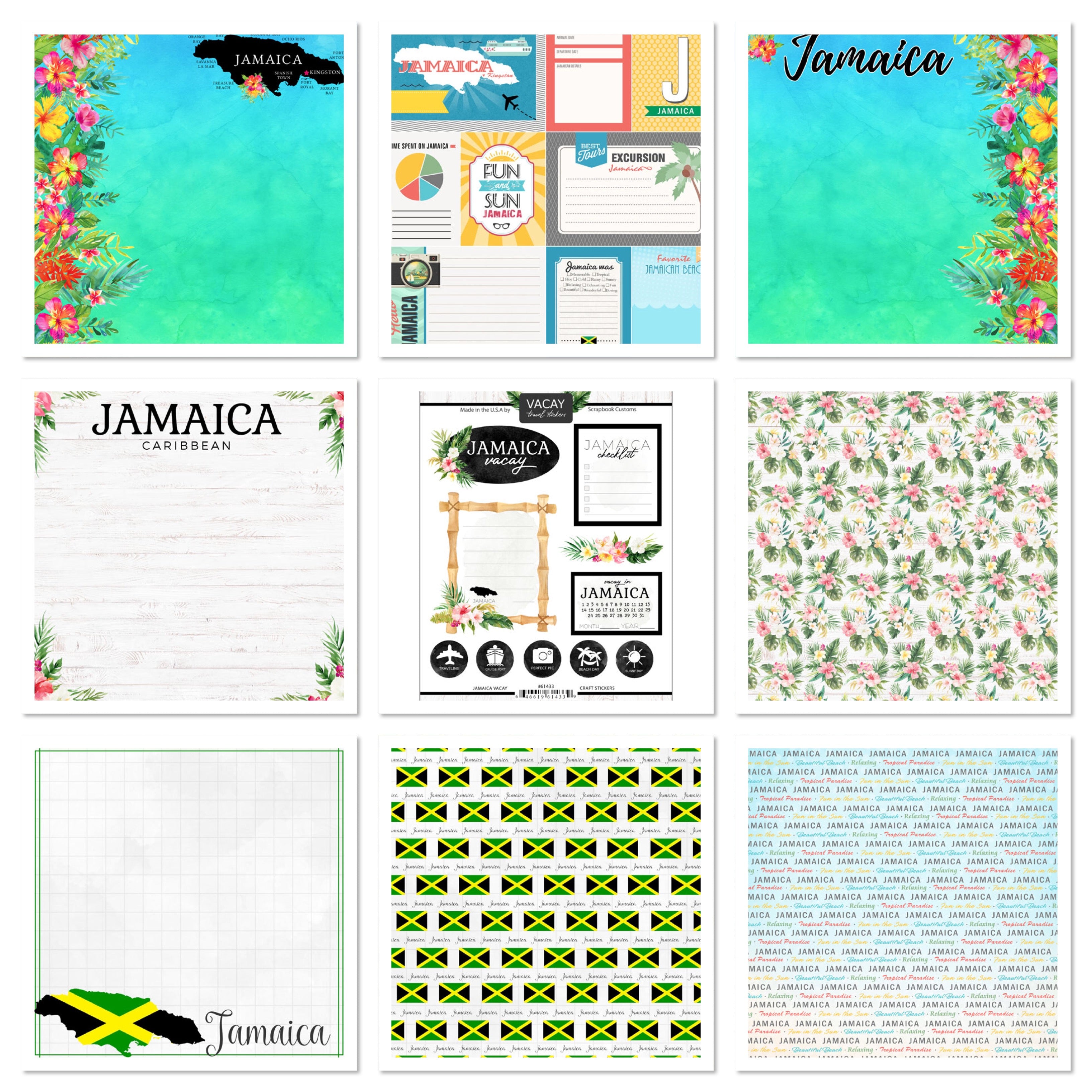 JAMAICA CARIBBEAN 12"X12" KIT Mini Theme 9pc
